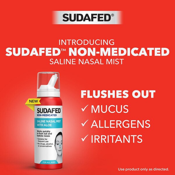 Sudafed Non-Medicated Saline Nasal Mist with Aloe, 3 OZ