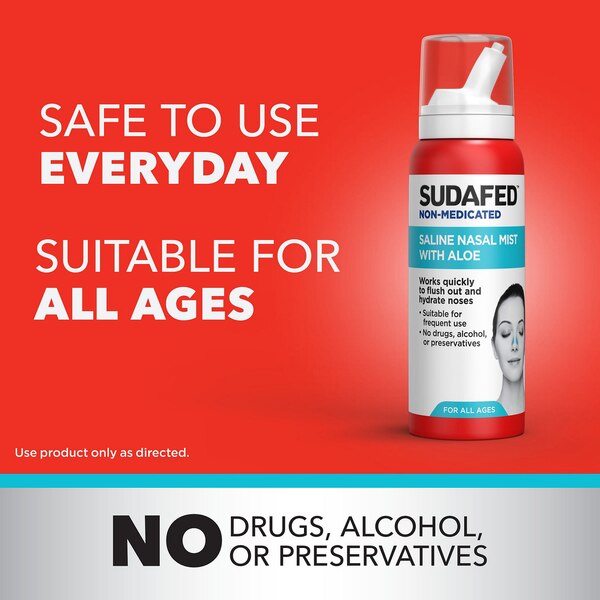 Sudafed Non-Medicated Saline Nasal Mist with Aloe, 3 OZ