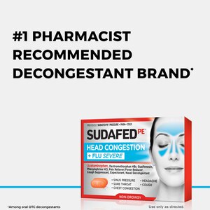 Sudafed PE Head Congestion + Flu Severe Tablets for Adults, 24 CT