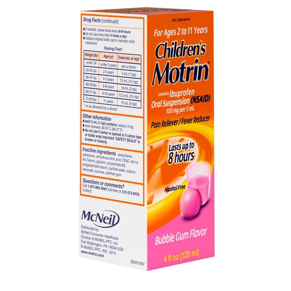 Children's Motrin Suspension, Bubblegum, 4 OZ
