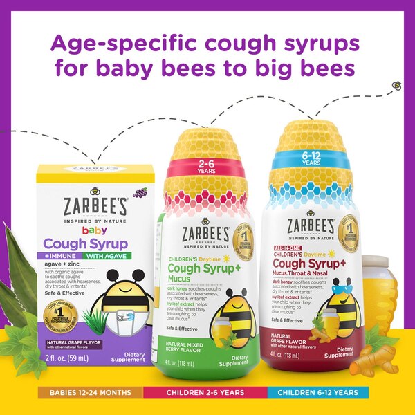 Zarbee's Children's Nighttime Cough Syrup + Immune Support, Berry, 4 OZ