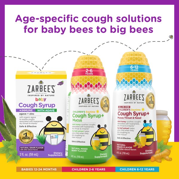 Zarbee's Children's Daytime Cough Syrup + Immune Support, Berry, 4 OZ