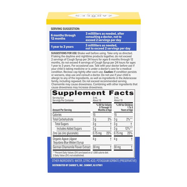 Zarbee's Baby Cough Syrup Nighttime Agave