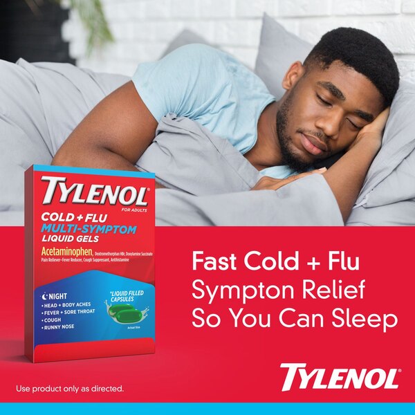 Tylenol Cold + Flu Multi-Symptom Nighttime Liquid Gels, 24 CT