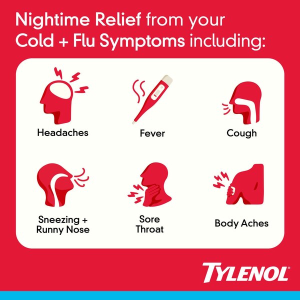 Tylenol Cold + Flu Multi-Symptom Nighttime Liquid Gels, 24 CT