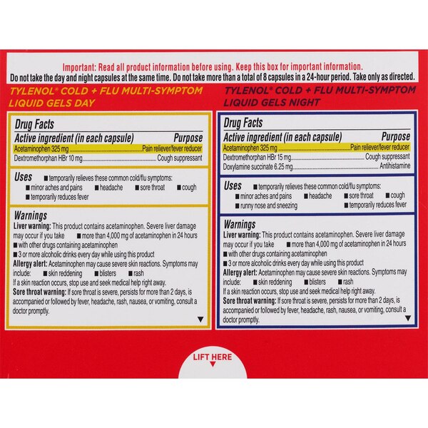 Tylenol Cold + Flu Multi-Symptom Day and Night Liquid Gels, 24 CT
