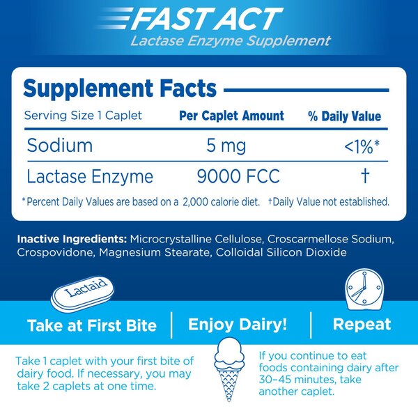 Lactaid Fast Act Lactose Intolerance Caplets
