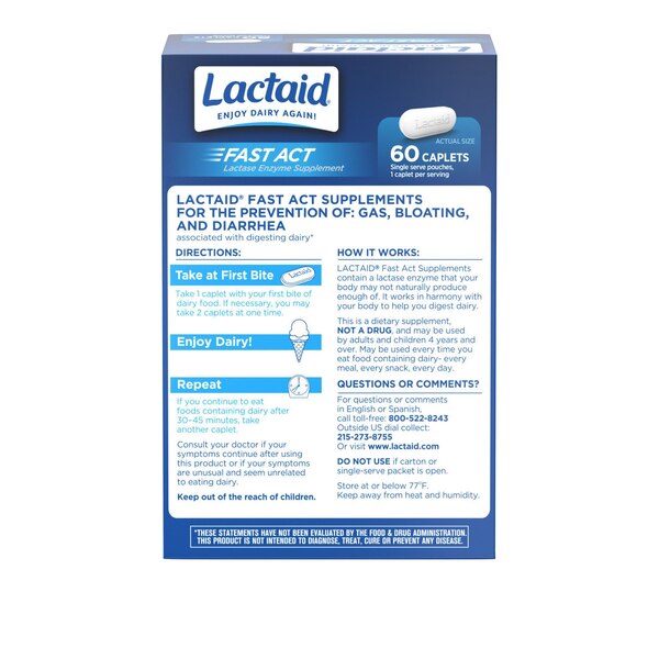 Lactaid Fast Act Lactose Intolerance Caplets