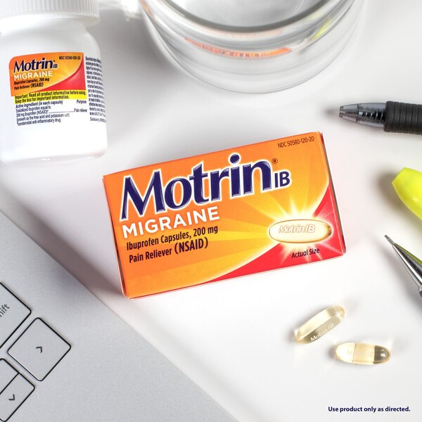 Motrin IB Migraine Relief 200 MG Ibuprofen Liquid Gel Caps