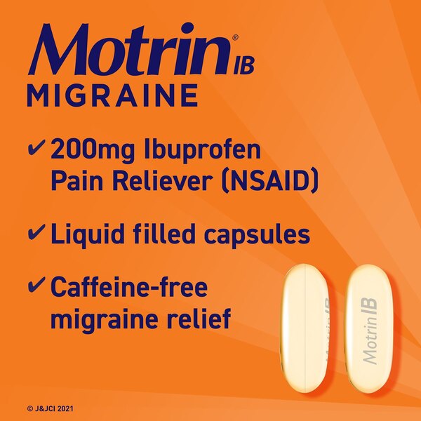 Motrin IB Migraine Relief 200 MG Ibuprofen Liquid Gel Caps
