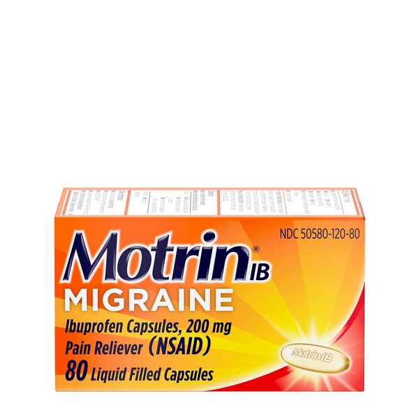 Motrin IB Migraine Relief 200 MG Ibuprofen Liquid Gel Caps