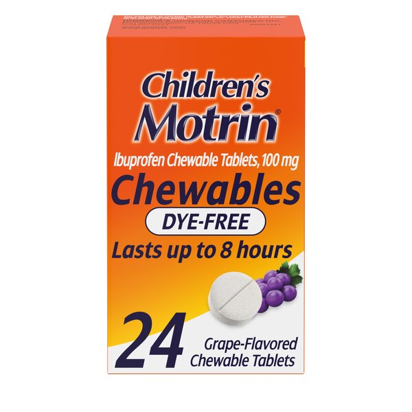 Children's Motrin Ibuprofen Chewable Tablets, Grape, 24 CT