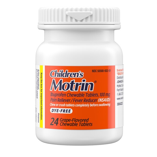 Children's Motrin Ibuprofen Chewable Tablets, Grape, 24 CT