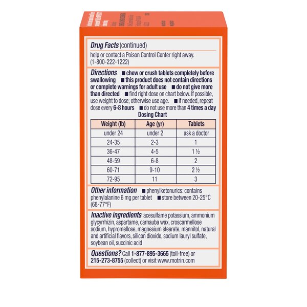 Children's Motrin Ibuprofen Chewable Tablets, Grape, 24 CT