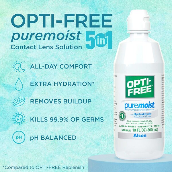 Opti-Free PureMoist Multi-Purpose Disinfecting Solution, 10 OZ