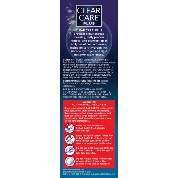 Clear Care PLUS with HydraGlyde Cleaning Contact Solution, 12 OZ