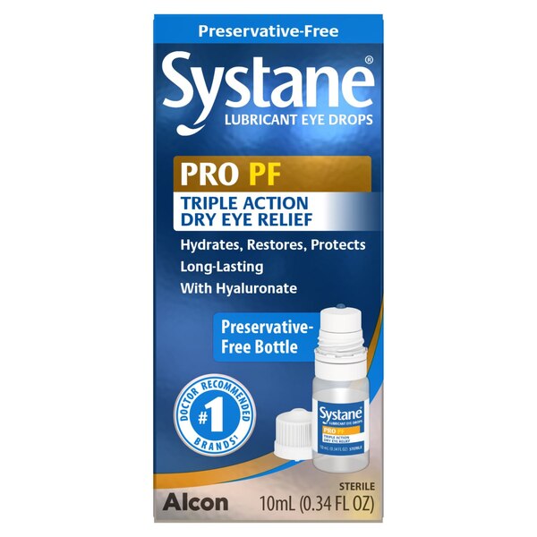 Systane PRO PF Triple Action Dry Eye Relief Lubricant Eye Drops, 10mL