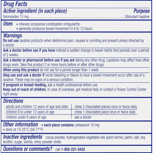 Ex-Lax Regular Strength Stimulant Laxative Chocolated Pieces