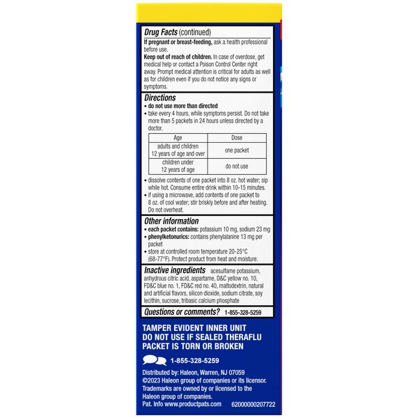 Theraflu Nighttime Severe Cold Relief Powder, Honey Lemon, 6 CT