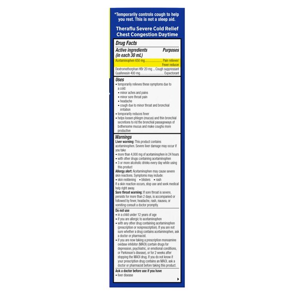 Theraflu Daytime + Nighttime Severe Multi-Symptom Cold & Cough Relief Liquid, Berry, 2 x 8.3 OZ