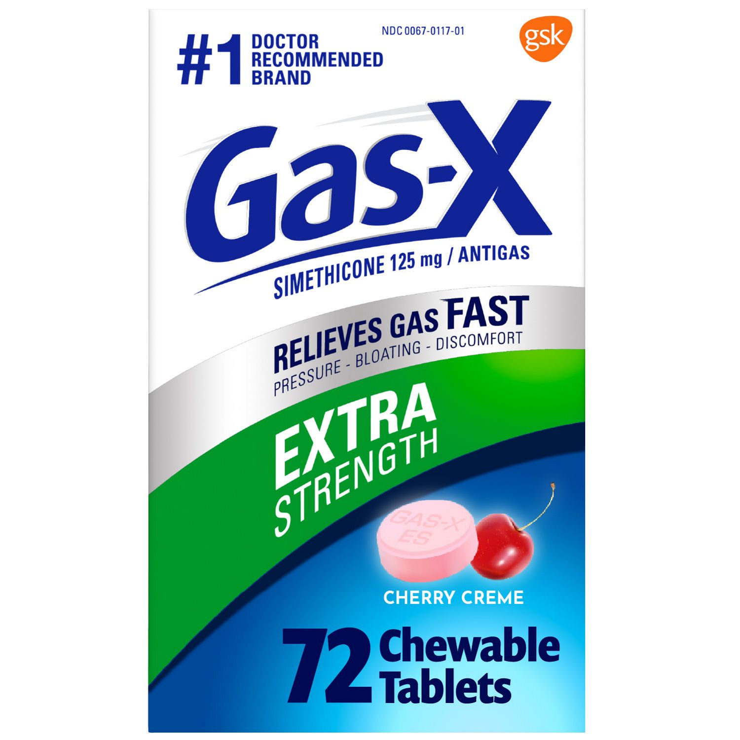 Gas-X Chewable Tablet Cherry, 125 MG, 72 CT