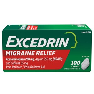 Excedrin Migraine Pain Relief Caplets, 100 Count, 200 Count, 24 Count