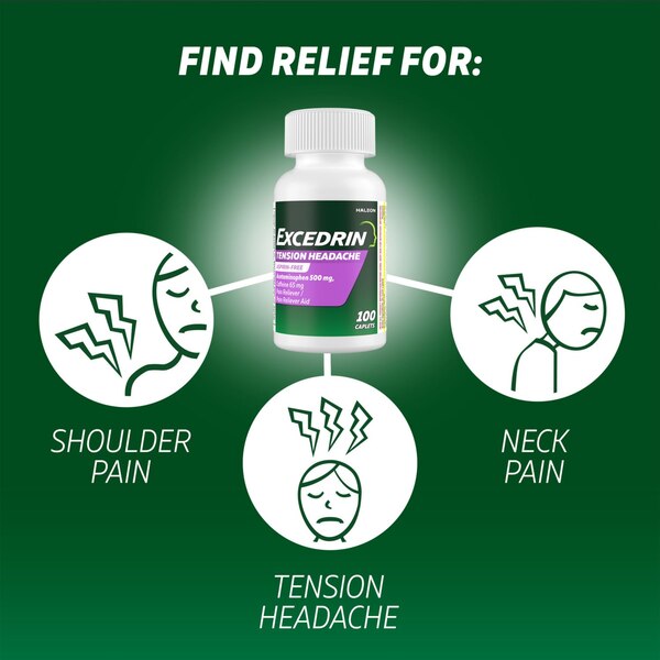 Excedrin Tension Headache Relief Caplets without Aspirin, 100 CT