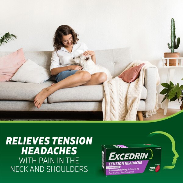 Excedrin Tension Headache Relief Caplets without Aspirin, 100 CT