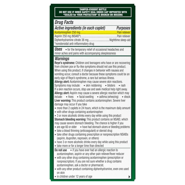Excedrin PM Headache Pain Reliever/Nighttime Sleep-Aid Caplets
