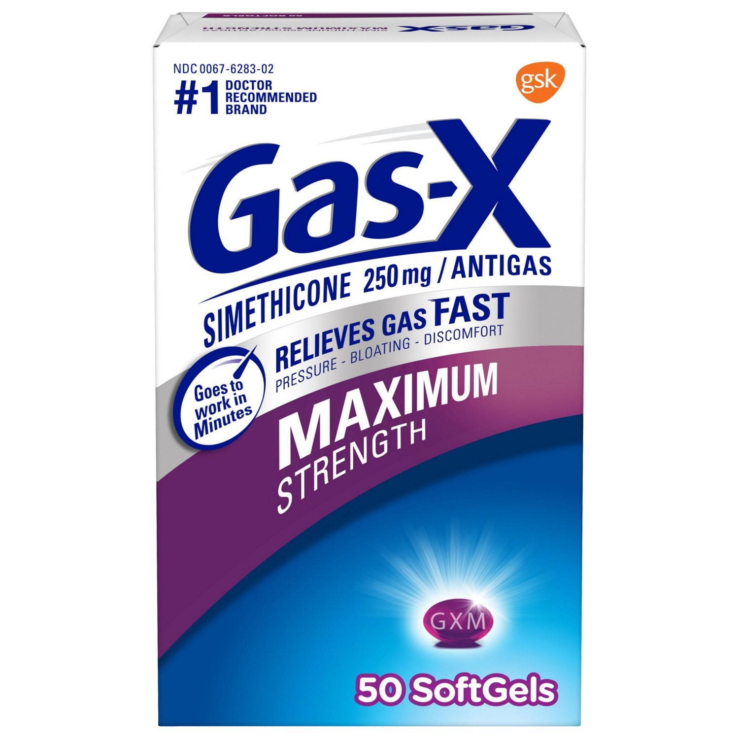 Gas-X Maximum Strength Gas Relief Softgels with Simethicone 250 MG, 50 CT
