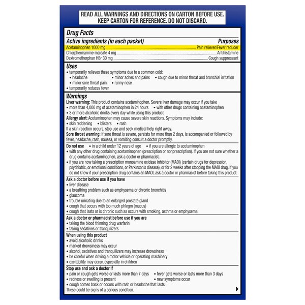Theraflu Max Strength Nighttime Flu Relief Packets, Honey Lemon, 6 CT