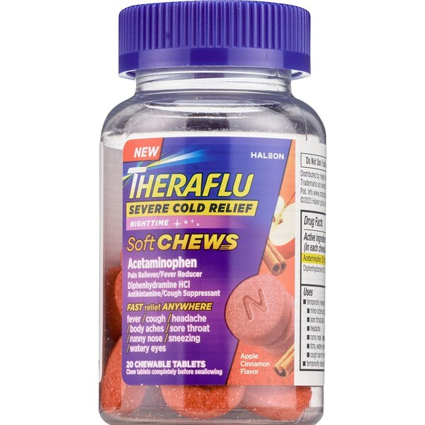 Theraflu Nighttime Cold Relief Soft Chews, Apple Cinnamon, 20 CT