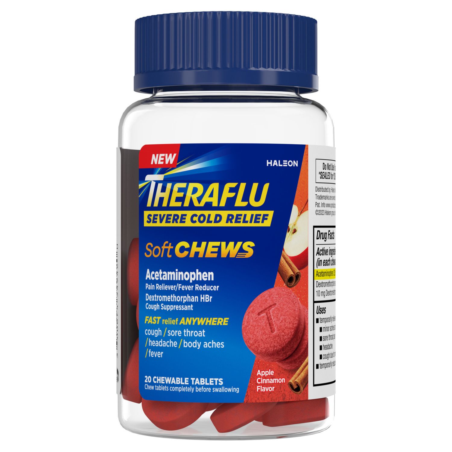 Theraflu Cold Relief Soft Chews, Apple Cinnamon, 20 CT