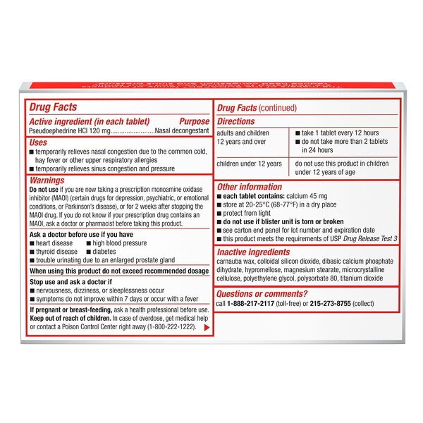 Sudafed Sinus Congestion 12HR Non-Drowsy Caplets, 10 CT