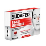 Sudafed Sinus Congestion Maximum Strength Decongestant Tablets, 48 CT, thumbnail image