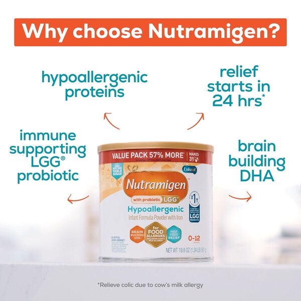 Nutramigen with Enflora LGG Hypoallergenic Infant Formula with Iron, 19.8 OZ