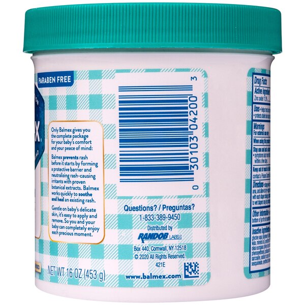 Balmex Diaper Rash Cream Zinc Oxide 11.3%