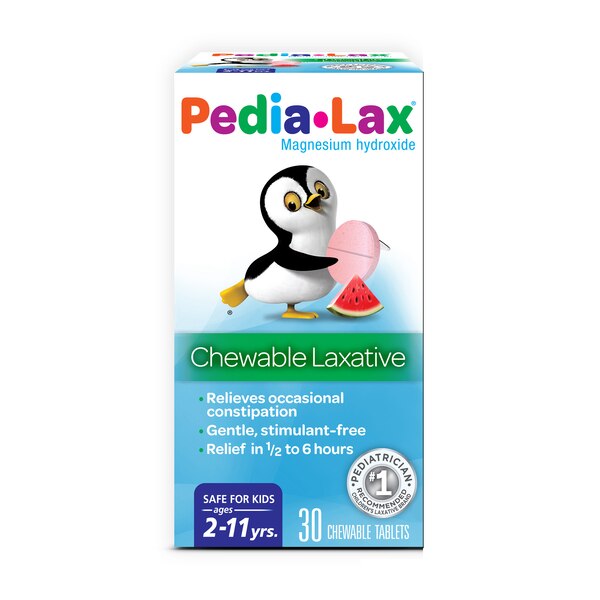 Pedia-Lax Laxative Chewable Tablets for Kids, Ages 2-11, Watermelon, 30 CT