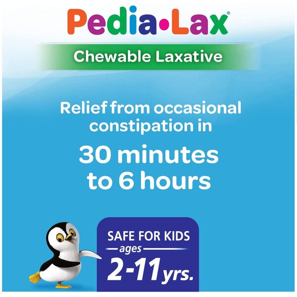 Pedia-Lax Laxative Chewable Tablets for Kids, Ages 2-11, Watermelon, 30 CT