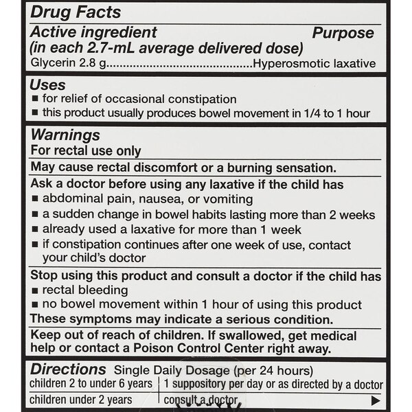 Pedia-Lax Liquid Glycerin Suppositories for Kids