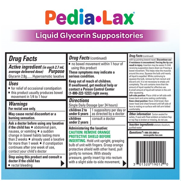 Pedia-Lax Liquid Glycerin Suppositories for Kids