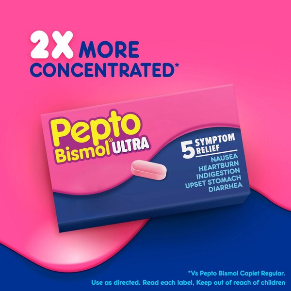 Pepto Bismol Caplets Ultra for Nausea, Heartburn, Indigestion, Upset Stomach, and Diarrhea Relief