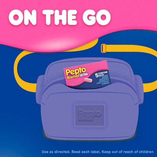 Pepto Bismol Caplets Ultra for Nausea, Heartburn, Indigestion, Upset Stomach, and Diarrhea Relief