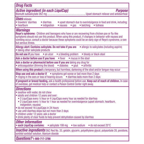 Pepto Bismol 5 Symptom Relief LiquiCaps