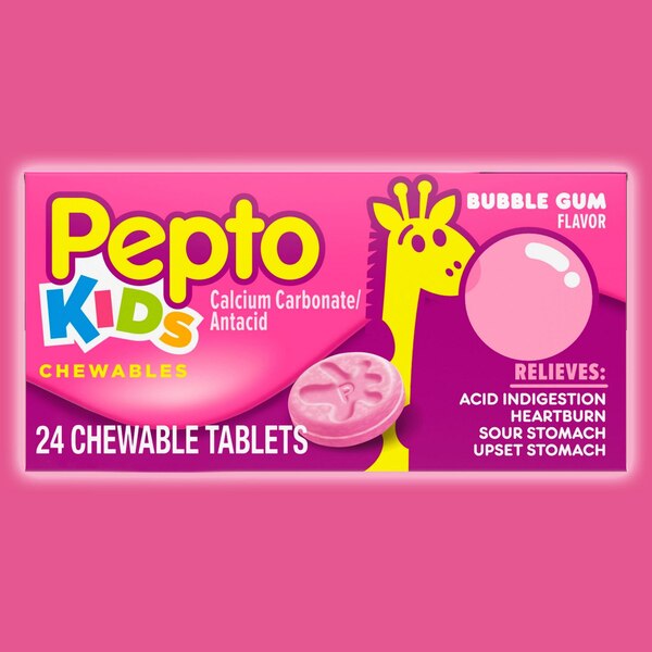 Pepto Kid's Chewable Tablets, Bubblegum, 24 CT
