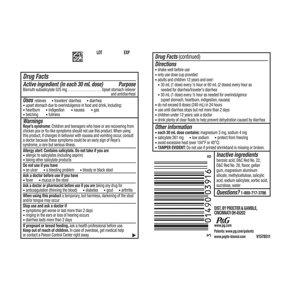 Pepto Bismol 5 Symptoms Digestive Relief Liquid