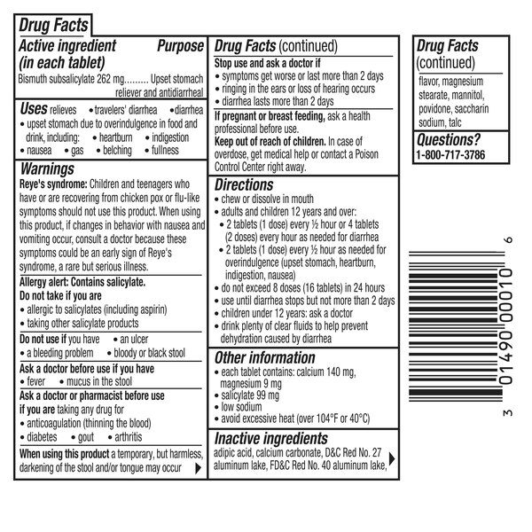 Pepto Bismol, 5 Symptom Relief Chewable Tablets