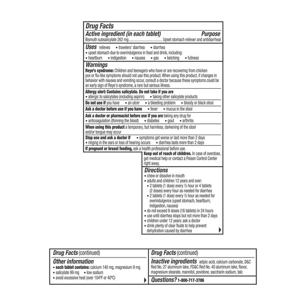 Pepto Bismol, 5 Symptom Relief Chewable Tablets