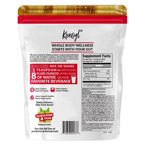 Konsyl Daily Psyllium Fiber Powder, 12.7 OZ