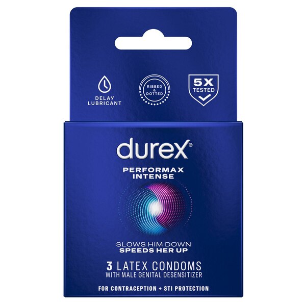 Durex Performax Intense Lubricated Ribbed Dotted Premium Condoms